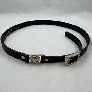 Young Versace Medusa Black Leather Belt with Silver hardware